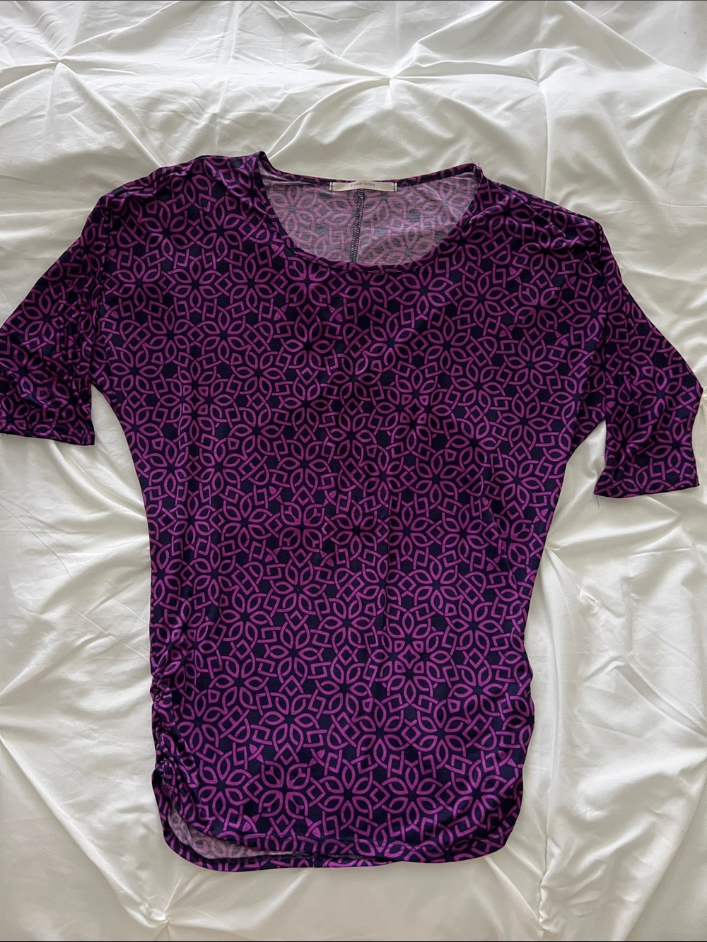 41 Hawthorne Women’s Purple Patterned Short-Sleeve Top